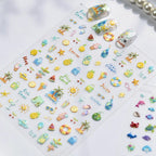 Summer 3D Nail Stickers - Ocean Beach & Fruit Decals 