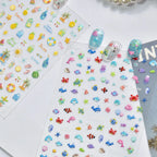 Summer 3D Nail Stickers - Ocean Beach & Fruit Decals 