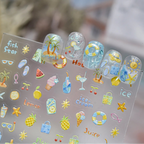 Summer 3D Nail Stickers - Ocean Beach & Fruit Decals 