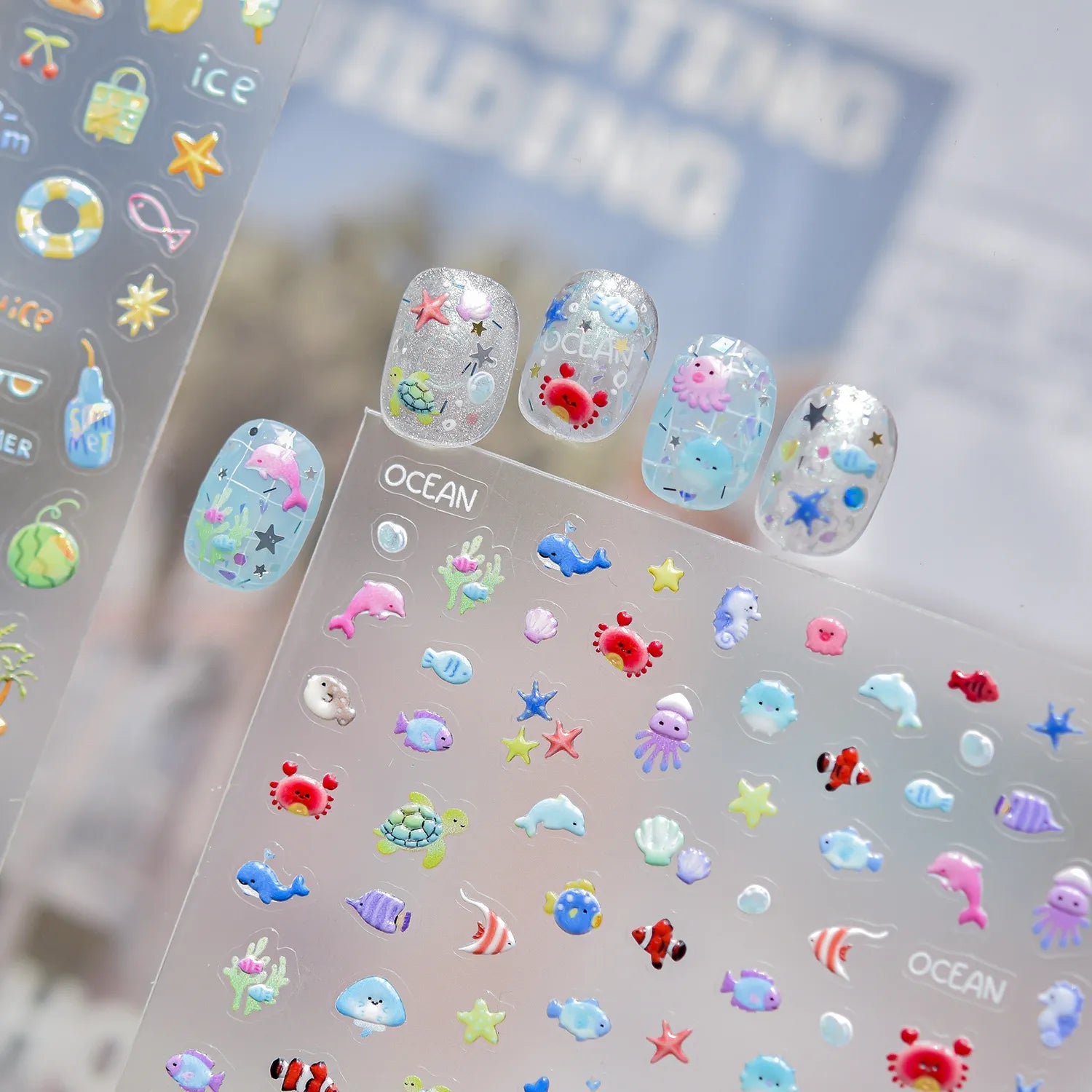 Summer 3D Nail Stickers - Ocean Beach & Fruit Decals 