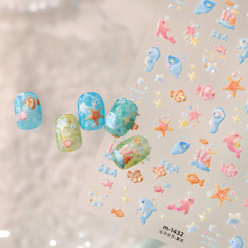 Summer Beach Flamingo Nail Stickers - Cute Mermaidcore Sea Animal Decals