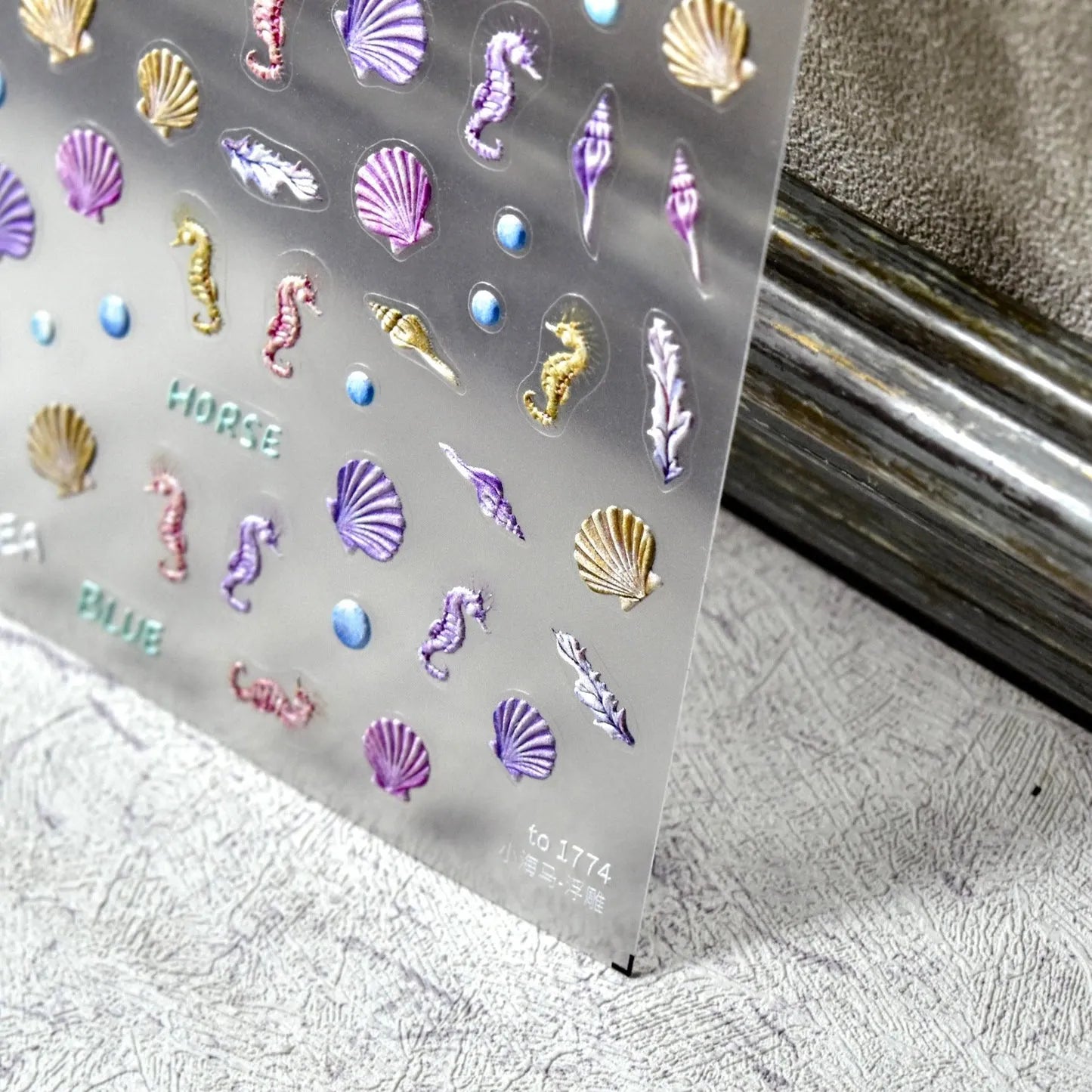 Summer Beach Nail Art Stickers 5D Shell Seahorse Embossed Sticker Decals
