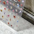 Summer Beach Nail Art Stickers 5D Shell Seahorse Embossed Sticker Decals