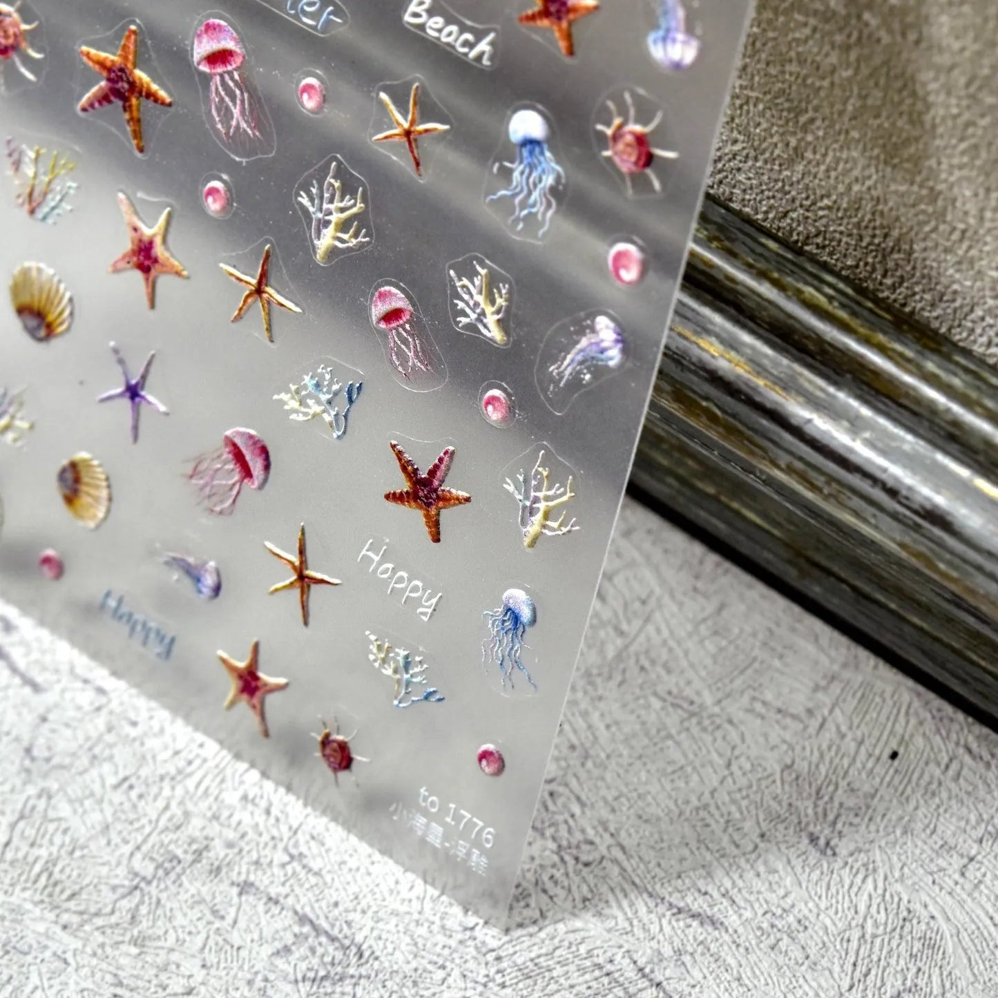 Summer Beach Nail Art Stickers 5D Shell Seahorse Embossed Sticker Decals