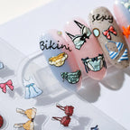 Summer Beach Nail Art Stickers Sexy Bikini Dress Adhesive Sticker Decals TS1448