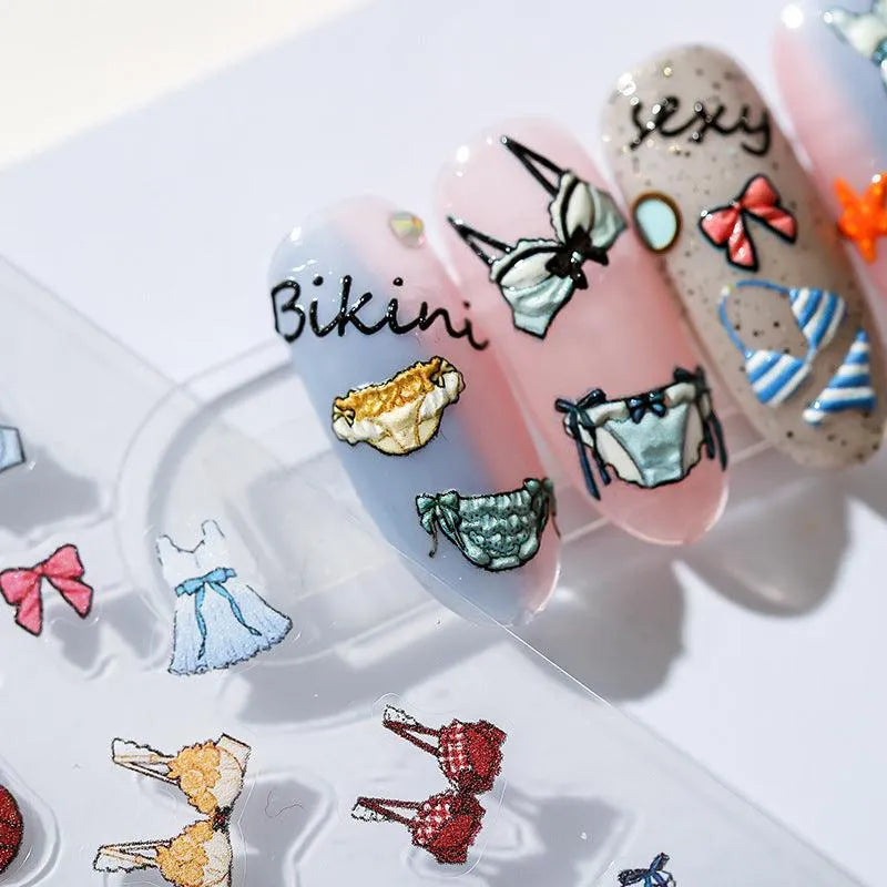 Summer Beach Nail Art Stickers Sexy Bikini Dress Adhesive Sticker Decals TS1448