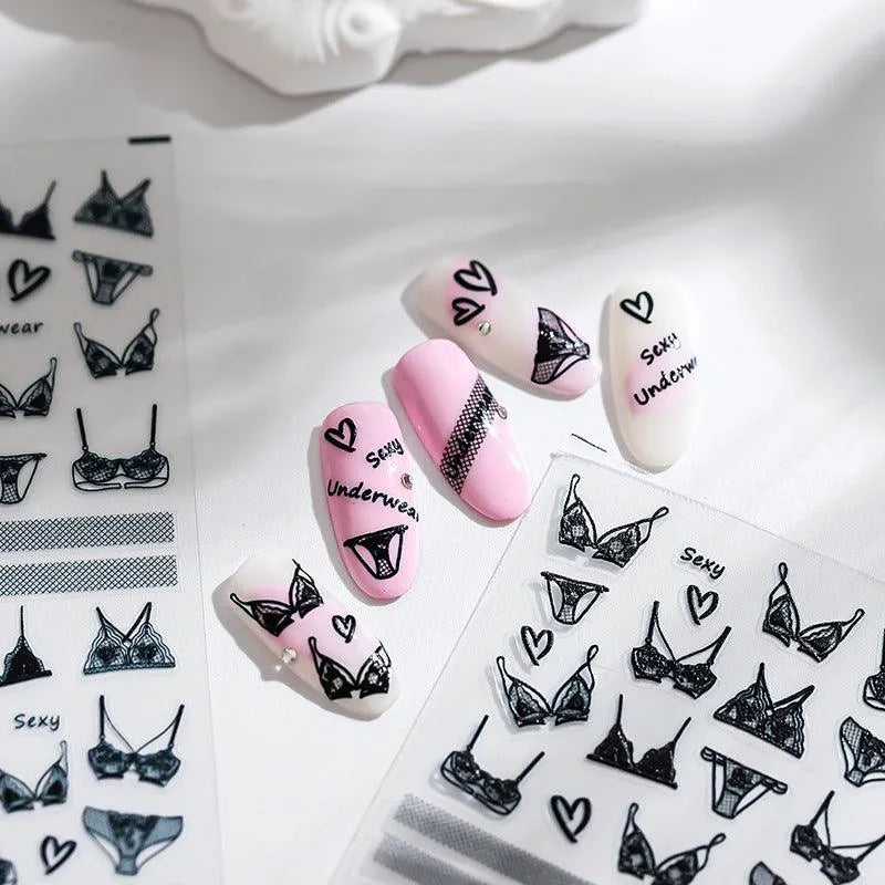 Summer Bikini Design Nail Art Stickers 3D Adhesive Slider For Summer Beach Sticker Decals MN140