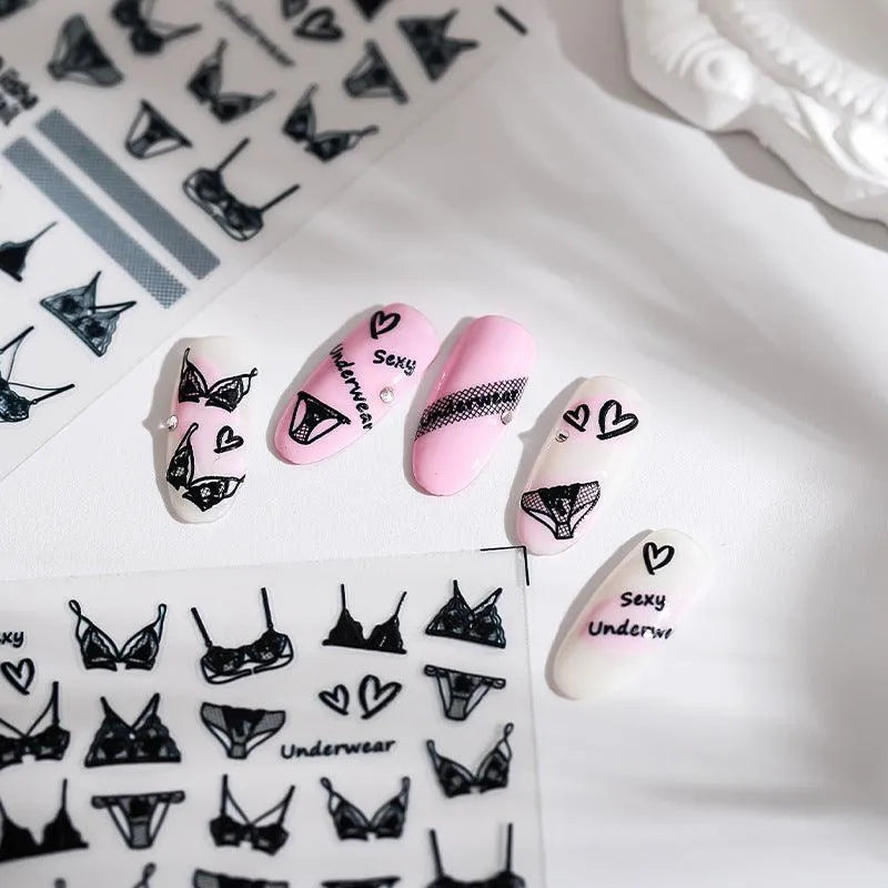 Summer Bikini Design Nail Art Stickers 3D Adhesive Slider For Summer Beach Sticker Decals MN140