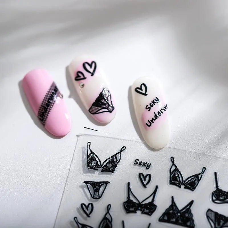 Summer Bikini Design Nail Art Stickers 3D Adhesive Slider For Summer Beach Sticker Decals MN140