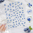 Summer Cherry & Blueberry Jelly Nail Stickers - Fruit & Bows Decals 5901