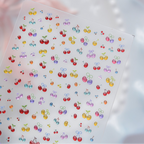 Summer Cherry & Blueberry Jelly Nail Stickers - Fruit & Bows Decals 5901
