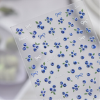 Summer Cherry & Blueberry Jelly Nail Stickers - Fruit & Bows Decals 5901