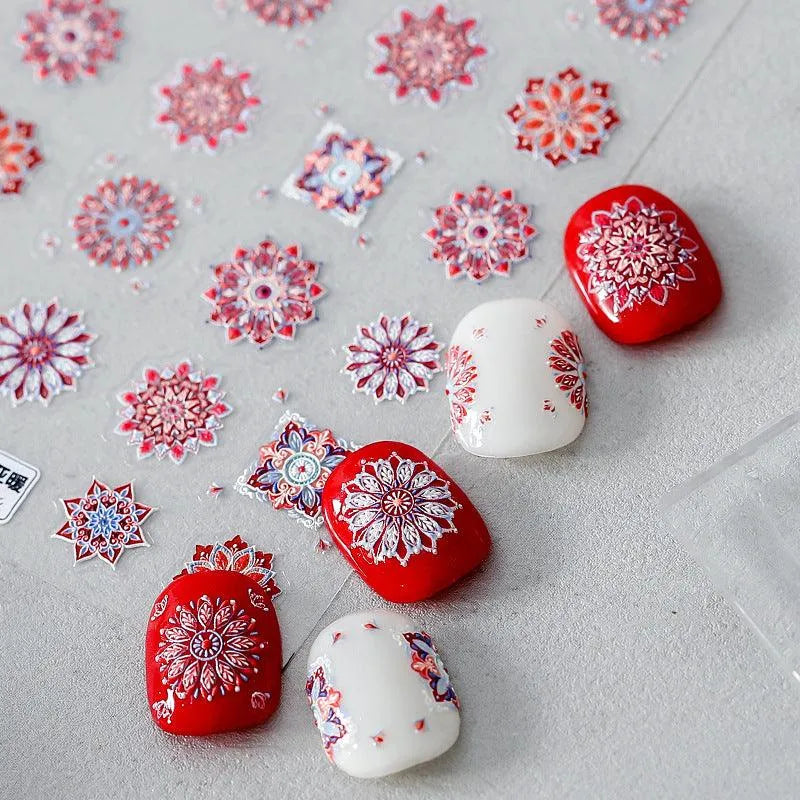 Summer Colorful Nail Art Stickers Adhesive Slider Bohemian Embossed Sticker Decals 