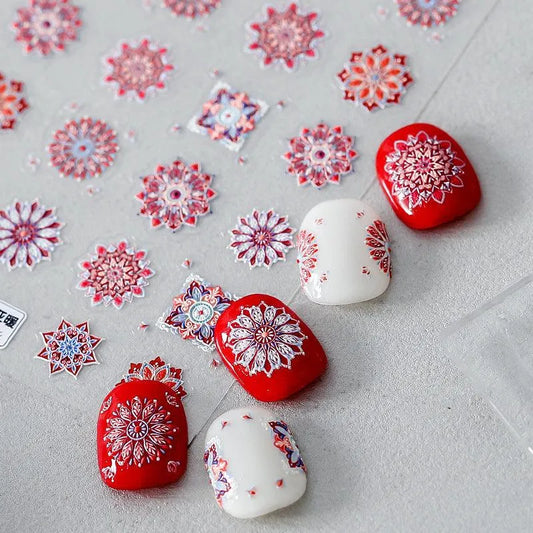 Summer Colorful Nail Art Stickers Adhesive Slider Bohemian Embossed Sticker Decals 