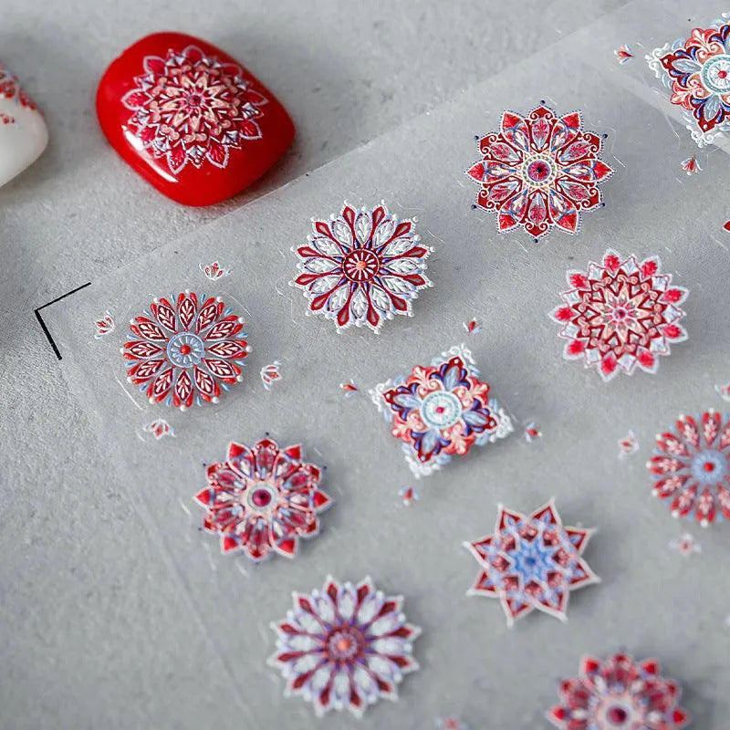 Summer Colorful Nail Art Stickers Adhesive Slider Bohemian Embossed Sticker Decals 