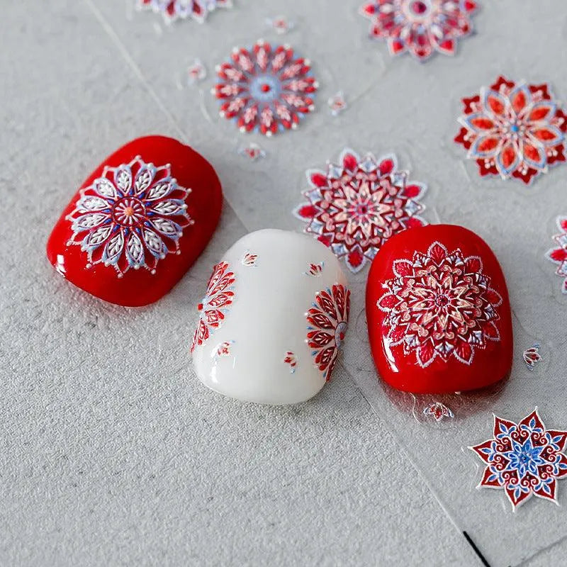 Summer Colorful Nail Art Stickers Adhesive Slider Bohemian Embossed Sticker Decals 