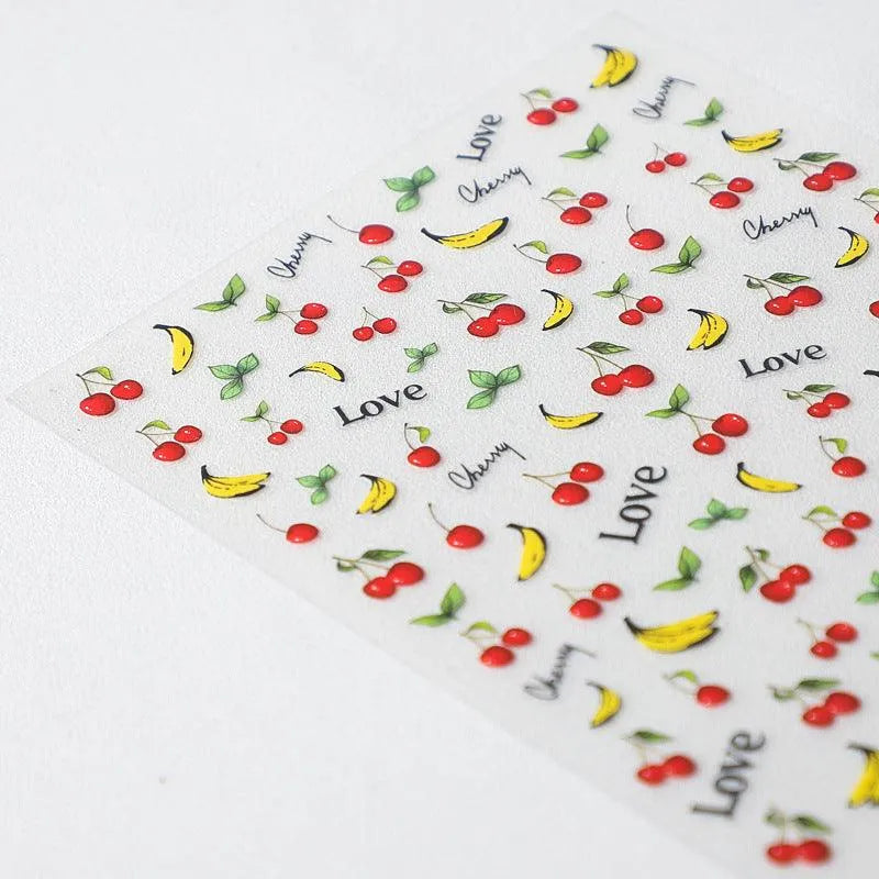 Summer Fruit Nail Art Stickers Adhesive Cherry Banana Adhesive Sticker Decals 