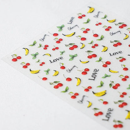 Summer Fruit Nail Art Stickers Adhesive Cherry Banana Adhesive Sticker Decals 