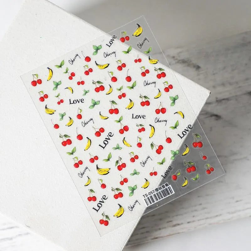 Summer Fruit Nail Art Stickers Adhesive Cherry Banana Adhesive Sticker Decals 