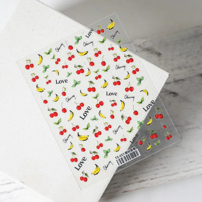 Summer Fruit Nail Art Stickers Adhesive Cherry Banana Adhesive Sticker Decals 