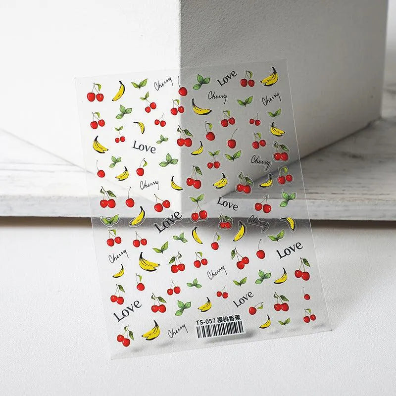 Summer Fruit Nail Art Stickers Adhesive Cherry Banana Adhesive Sticker Decals 