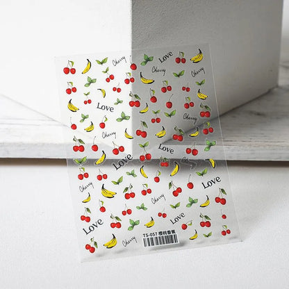 Summer Fruit Nail Art Stickers Adhesive Cherry Banana Adhesive Sticker Decals 