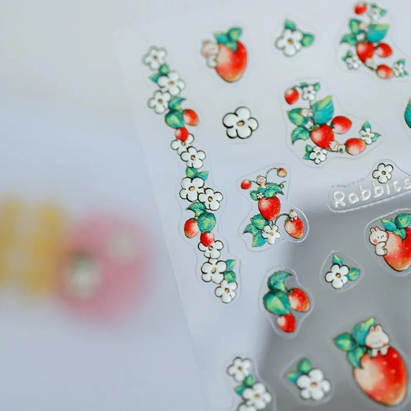 Summer Fruit Nail Art Stickers Adhesive Slider Cute Strawberry Sticker Decals