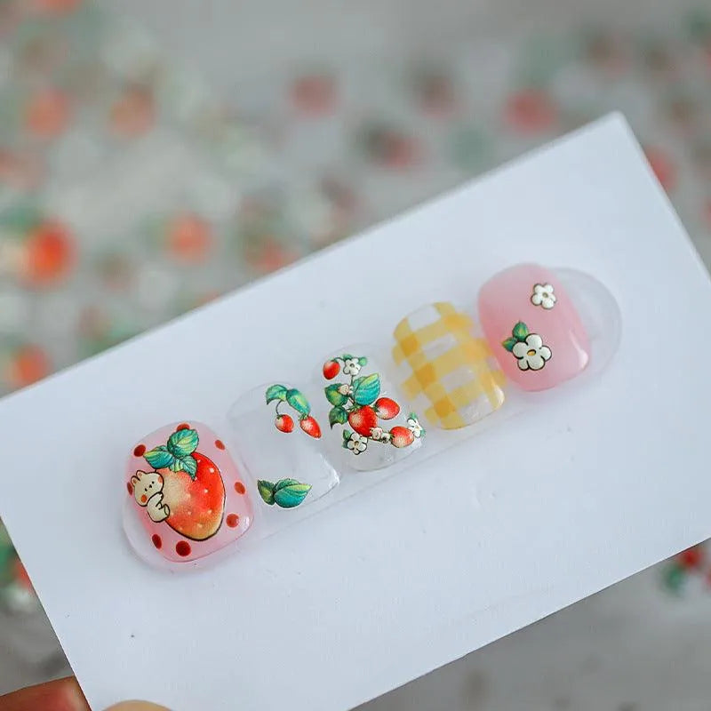 Summer Fruit Nail Art Stickers Adhesive Slider Cute Strawberry Sticker Decals