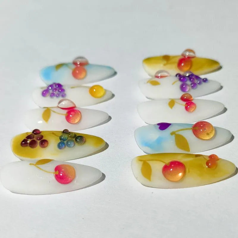 Summer Fruit Nail Art Stickers Adhesive Slider Embossed Jelly Cherry Sticker Decals MN315