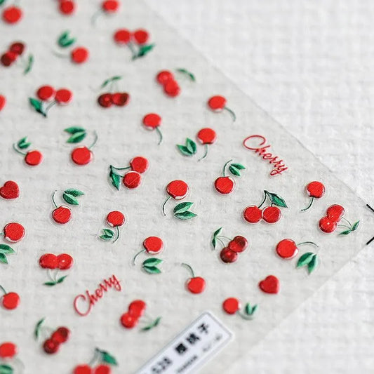 Summer Fruit Nail Art Stickers Peach Cherry Adhesive Sticker Decals TS528