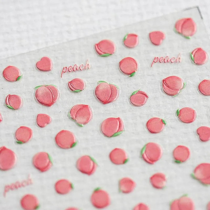 Summer Fruit Nail Art Stickers Peach Cherry Adhesive Sticker Decals TS528
