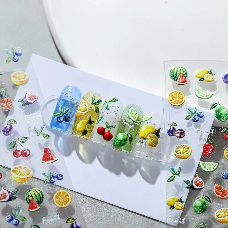 Summer Fruits Nail Art Stickers Adhesive Slider Lemon Watermelon Sticker Decals TS1522
