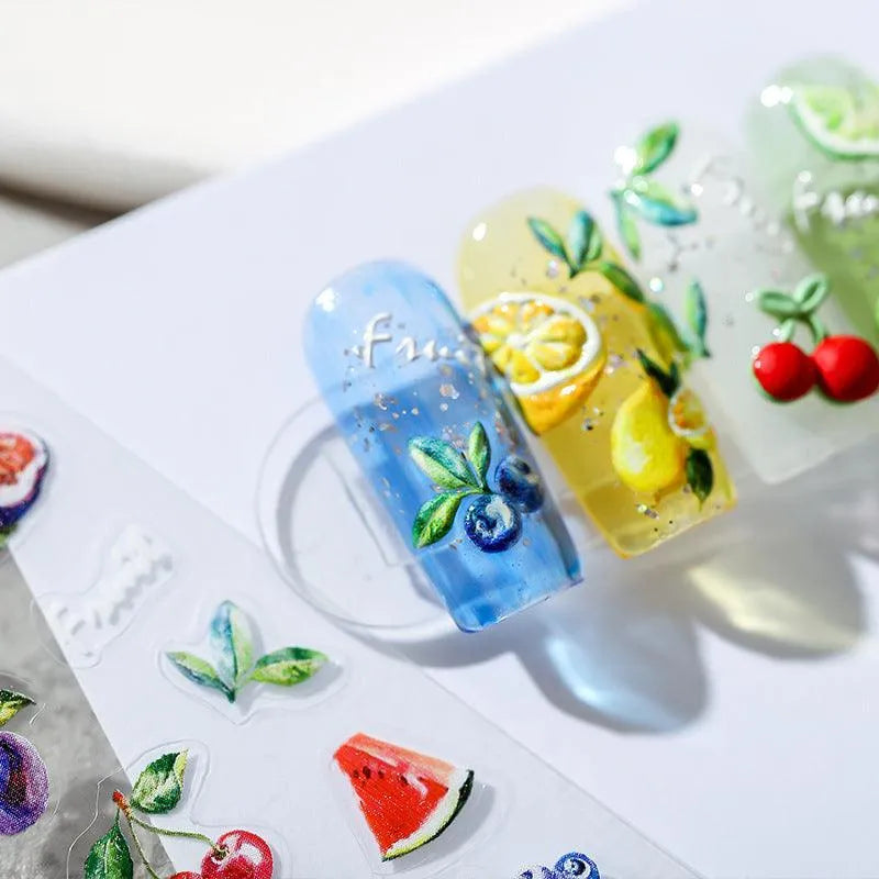 Summer Fruits Nail Art Stickers Adhesive Slider Lemon Watermelon Sticker Decals TS1522
