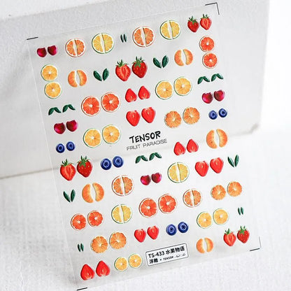 Summer Fruits Nail Art Stickers Lemon Fruit Slices Adhesive Embossed Sticker Decals TS433