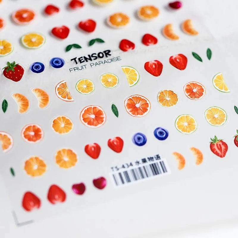 Summer Fruits Nail Art Stickers Lemon Fruit Slices Adhesive Embossed Sticker Decals TS433