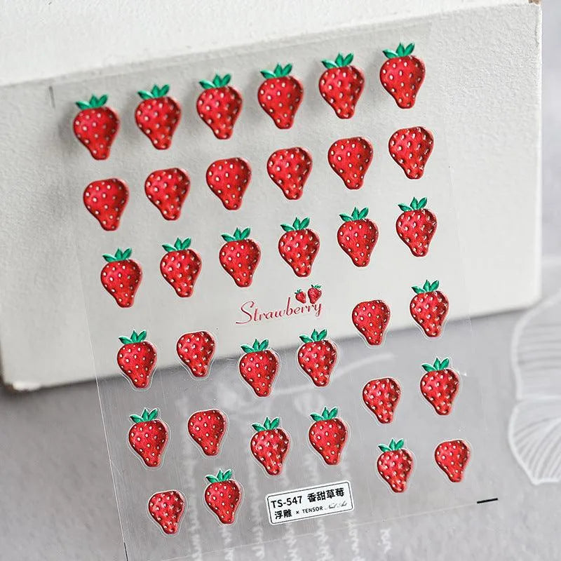 Summer Ice Cream Nail Art Stickers Strawberry Adhesive Sticker Decals TS547