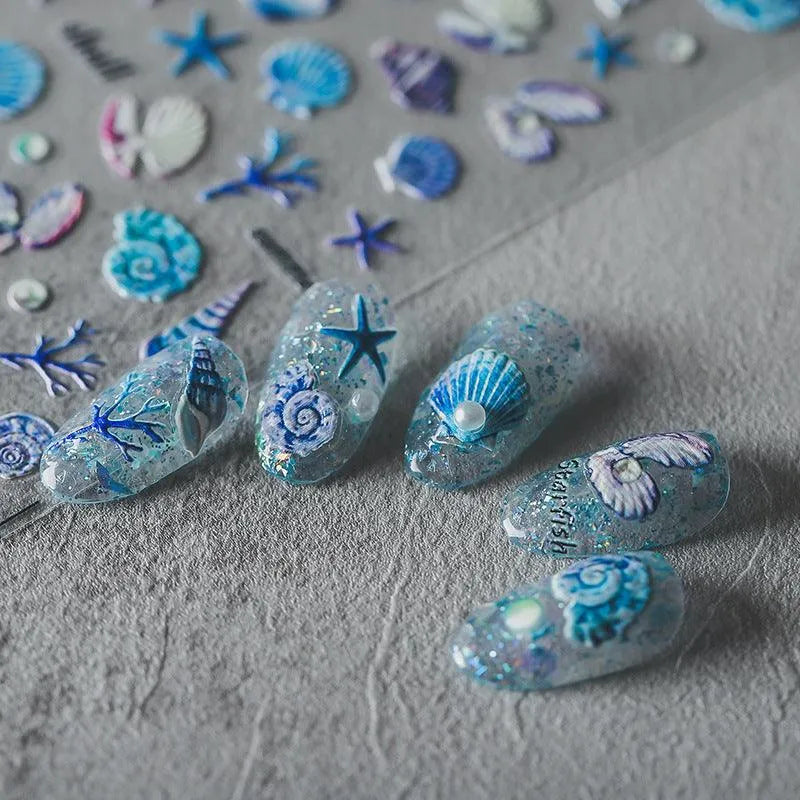 Summer Ocean Style Nail Art Stickers Sea Star Shell Adhesive Sticker Decals TS752