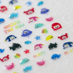 Summer Sea Life Nail Art Stickers Adhesive Slider Embossed Jellyfish Sticker Decals M189