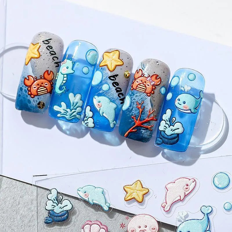 Summer Starfish Nail Art Stickers Sea Horse Adhesive Sticker Decals TS1168