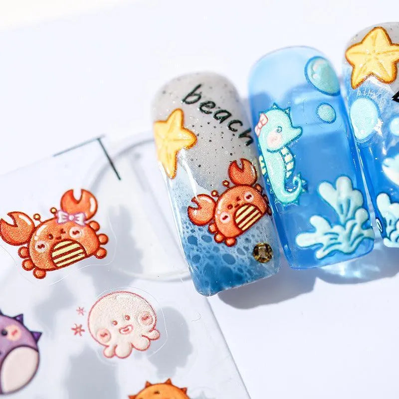 Summer Starfish Nail Art Stickers Sea Horse Adhesive Sticker Decals TS1168