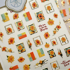 Sunflower & Gold Frame Nail Decals - Fall Floral Nail Stickers TL408