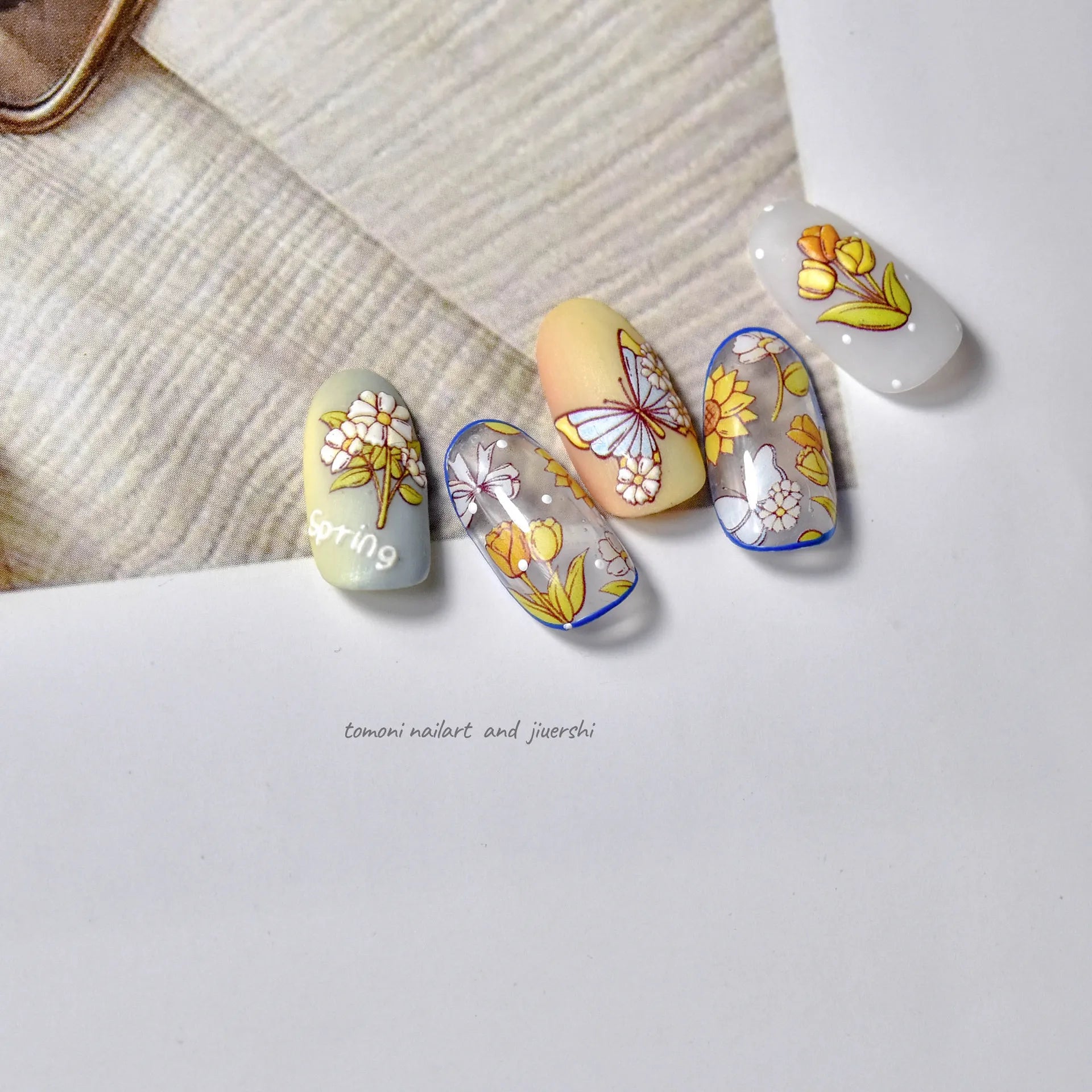 Sunflower Nail Art Stickers Adhesive Embossed Butterfly Sticker Decals to2862