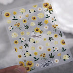 Sunflower Nail Art Stickers Floral Leaf Adhesive Slider Sticker Decals TS1655