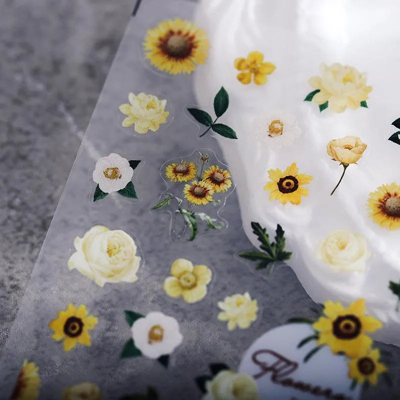 Sunflower Nail Art Stickers Floral Leaf Adhesive Slider Sticker Decals TS1655