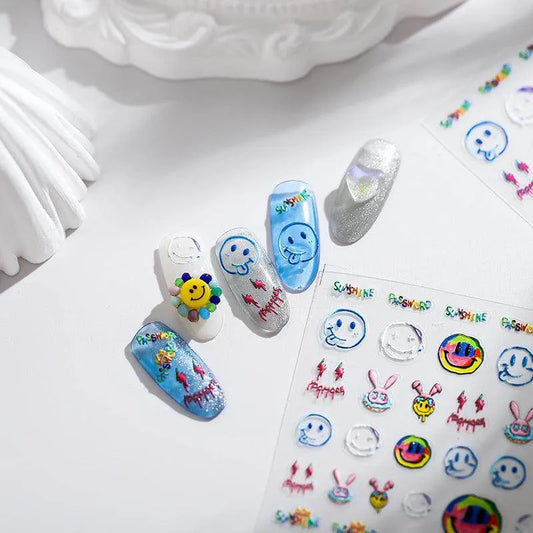 Sunshine Nail Art Stickers Cheeky Smile Face Adhesive Sticker Slider Decals TS1679
