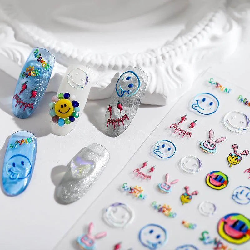 Sunshine Nail Art Stickers Cheeky Smile Face Adhesive Sticker Slider Decals TS1679