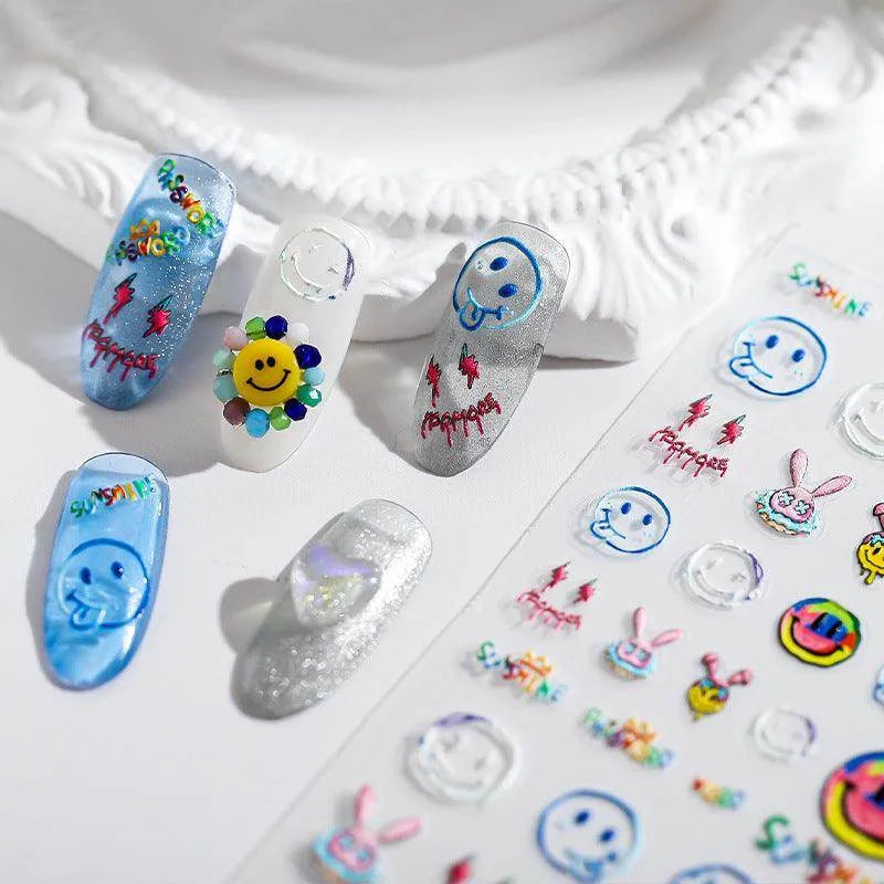 Sunshine Nail Art Stickers Cheeky Smile Face Adhesive Sticker Slider Decals TS1679