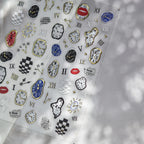 Surrealist Dream 5D Nail Stickers | Abstract Clock & Checkerboard Art 