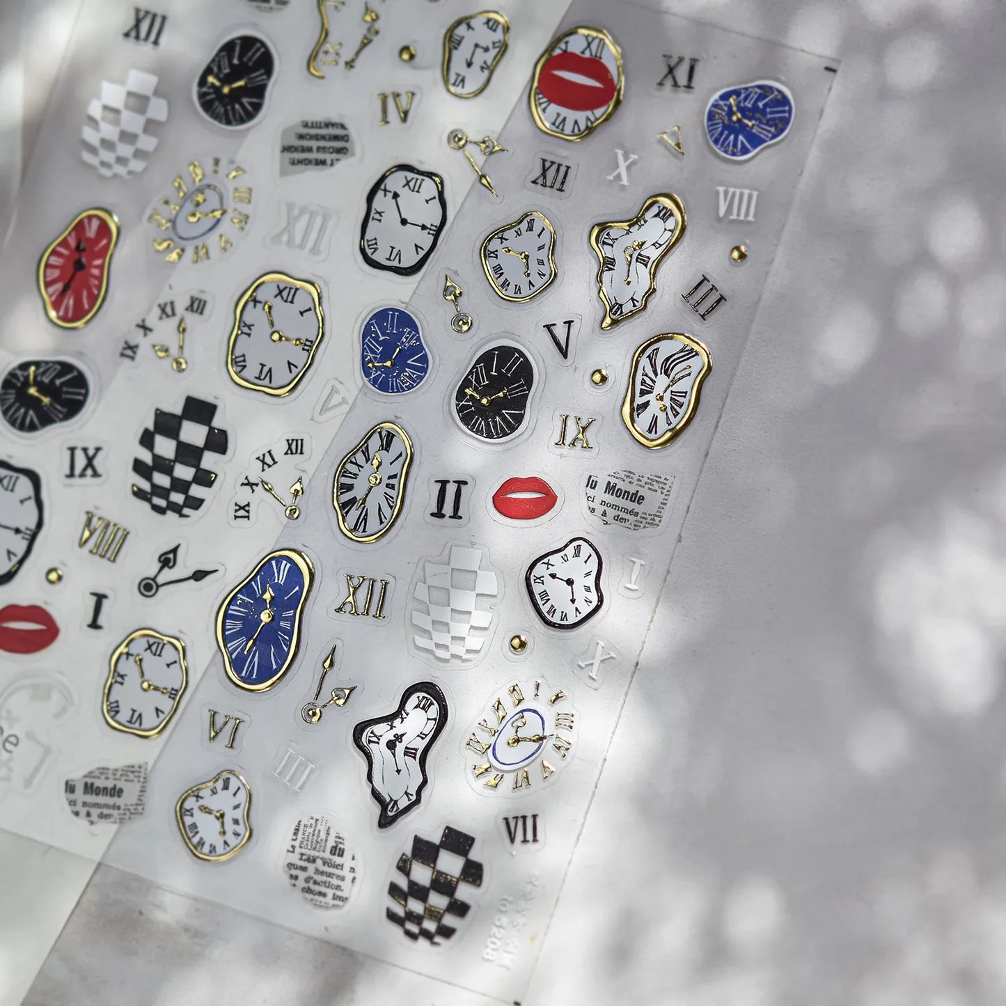 Surrealist Dream 5D Nail Stickers | Abstract Clock & Checkerboard Art