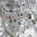 Surrealist Dream 5D Nail Stickers | Abstract Clock & Checkerboard Art 